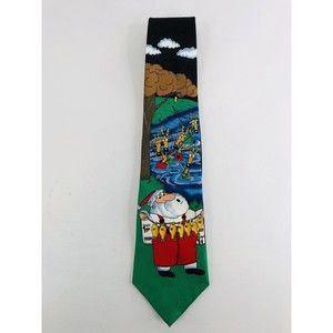 Hallmark Christmas Santa Claus Fishing Reindeer Holiday Necktie 100% Polyester